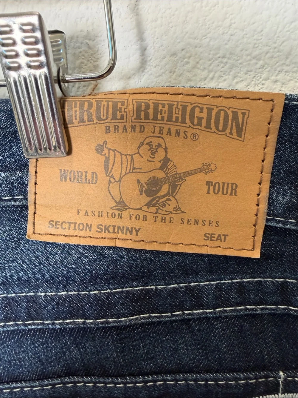 NWT True Religion Rocco Skinny Flap Natural SN Dark Wash Jeans Y2K Street 38